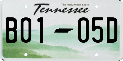 TN license plate B0105D