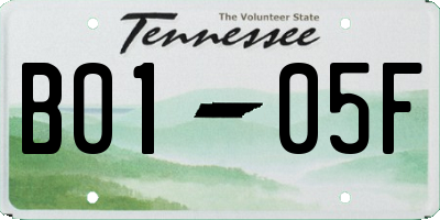 TN license plate B0105F