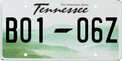 TN license plate B0106Z
