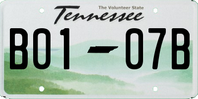 TN license plate B0107B