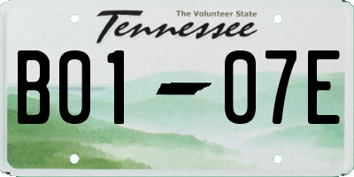 TN license plate B0107E