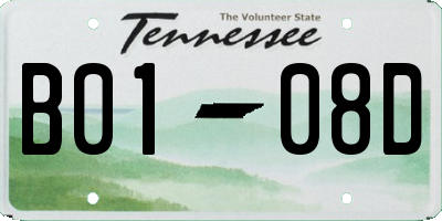 TN license plate B0108D