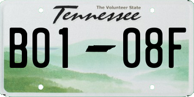 TN license plate B0108F