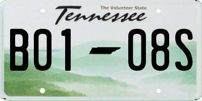 TN license plate B0108S