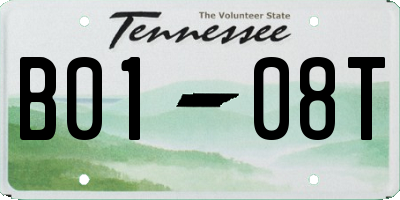 TN license plate B0108T