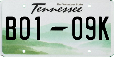 TN license plate B0109K