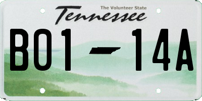 TN license plate B0114A