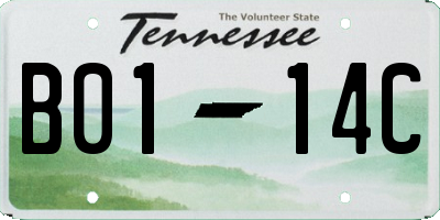 TN license plate B0114C