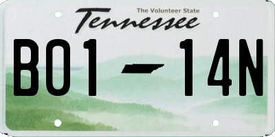 TN license plate B0114N