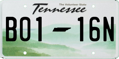 TN license plate B0116N