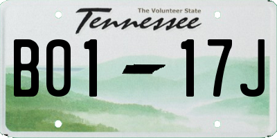 TN license plate B0117J
