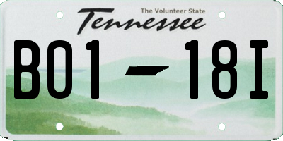 TN license plate B0118I
