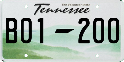 TN license plate B0120O