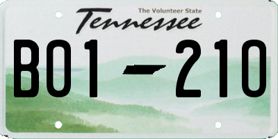 TN license plate B0121O
