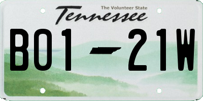 TN license plate B0121W
