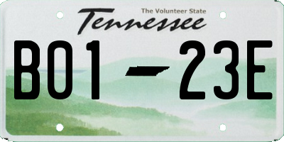 TN license plate B0123E