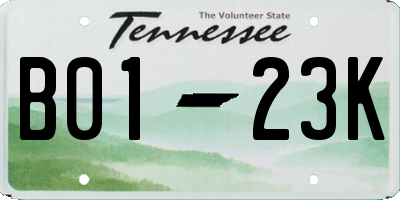 TN license plate B0123K