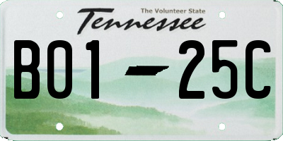 TN license plate B0125C