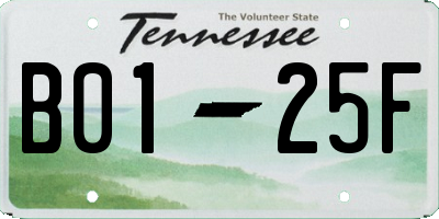 TN license plate B0125F
