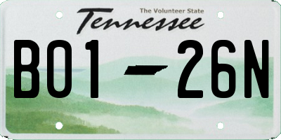 TN license plate B0126N