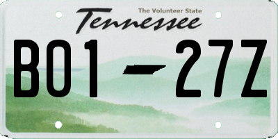 TN license plate B0127Z