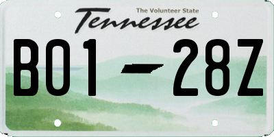 TN license plate B0128Z