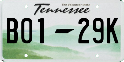 TN license plate B0129K