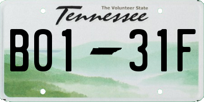 TN license plate B0131F