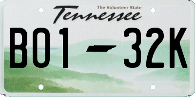 TN license plate B0132K