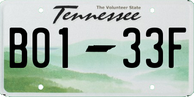 TN license plate B0133F