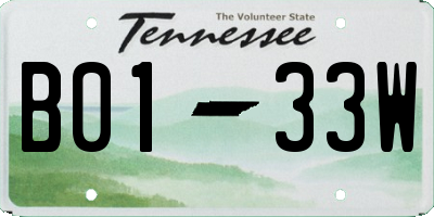 TN license plate B0133W