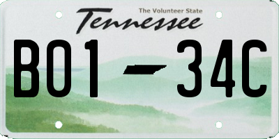 TN license plate B0134C