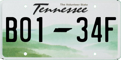 TN license plate B0134F