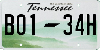 TN license plate B0134H