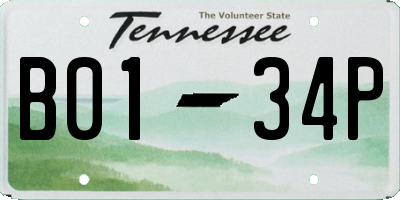 TN license plate B0134P