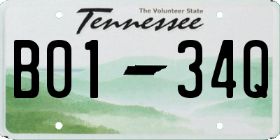 TN license plate B0134Q