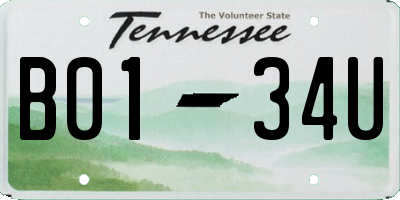 TN license plate B0134U