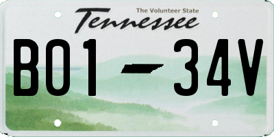 TN license plate B0134V