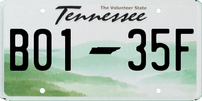 TN license plate B0135F
