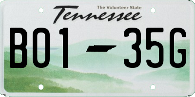 TN license plate B0135G