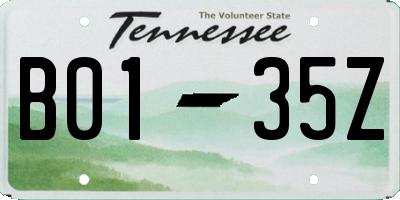 TN license plate B0135Z