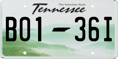 TN license plate B0136I