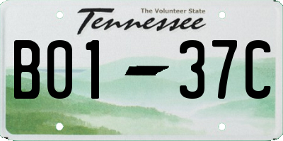 TN license plate B0137C