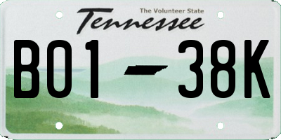 TN license plate B0138K