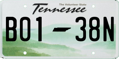 TN license plate B0138N