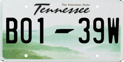 TN license plate B0139W