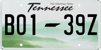 TN license plate B0139Z