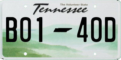 TN license plate B0140D