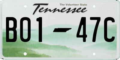 TN license plate B0147C