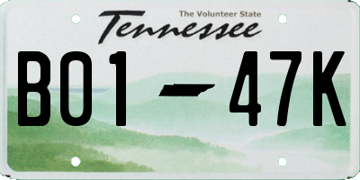 TN license plate B0147K